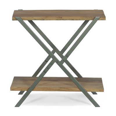 Oxbow Modern Industrial Handcrafted Wood Side Table Light Walnut/Gray - Christopher Knight Home