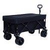 YONWAY Foldable Utility Wagon with Extended Tailgate and Lid 400 lbs Capacity, All-Terrain Wheels,for Shopping, Camping,Outdoor,Black - 2 of 4