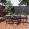 Cast Aluminum Outdoor Dining Table, 59'' Patio Dining Table with 2" Umbrella Hole and Adjustable Foot Pads for Garden, Backyard, Deck - 3 of 4