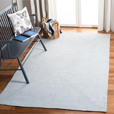 Light Blue 3' x 5' Handmade Reversible Cotton Braided Rug