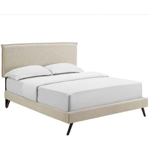Modway Amaris Queen Fabric Platform Bed with Round Splayed Legs - 1 of 4