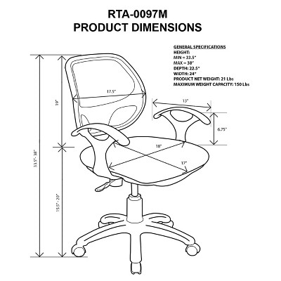 Sleek Black Mesh & Fabric Adjustable Task Chair with Swivel Base