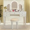 PAGED Vanity Table with Drawers and Lights, Mirror-Front Vanity Desk with Integrated Storage & Bedroom Makeup Set with Stool - 4 of 4