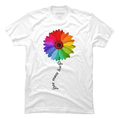 Adult Design By Humans Free Mom Hugs Pride Rainbow Sunflower By Avocato T-Shirt