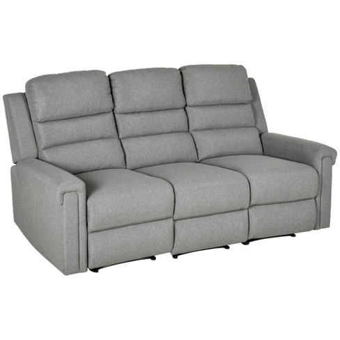 Homcom Recliner Sofa Couch With Easy Pull Handles And Adjustable ...