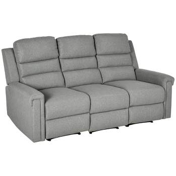 HOMCOM Recliner Sofa Couch with Easy Pull Handles and Adjustable Footrest, 3 Seater Sofa Modern Couch