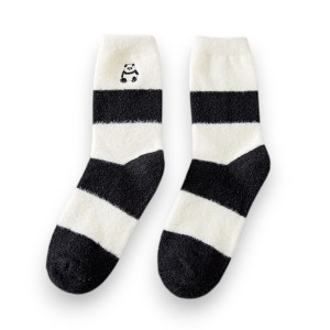 Anna-Kaci 3-Pair Plush Home Socks Striped Panda Design Cozy Crew Style for Everyday Comfort - 1 of 4
