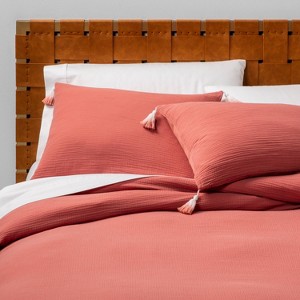 Twin/Twin XL Solid Cotton Gauze Duvet Set Rose - Opalhouse , Pink