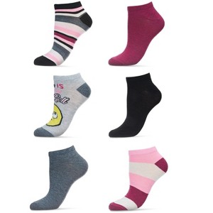 Memoi Women's 6 Pair Pack Eye Roll Emoji Low Cut Socks Asst Colors 9-11 - 1 of 3
