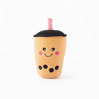 ZippyPaws - NomNomz, Plush Squeaker Dog Toy for the Foodie Pup - Boba Milk Tea