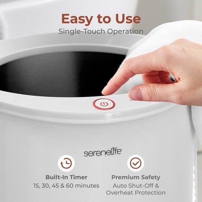 SereneLife White and Bamboo Electric Bucket Towel Warmer