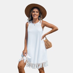 Women's Boho Chic Tassel Trim Sleeveless Swing Dress - Cupshe - 1 of 4