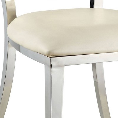 Beige Faux Leather Upholstered Side Chair Set