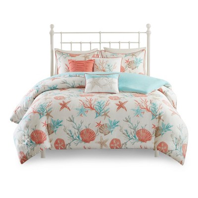 Gracie Mills Koreen 6-Piece Coastal Escape Cotton Sateen Bedding Ensemble