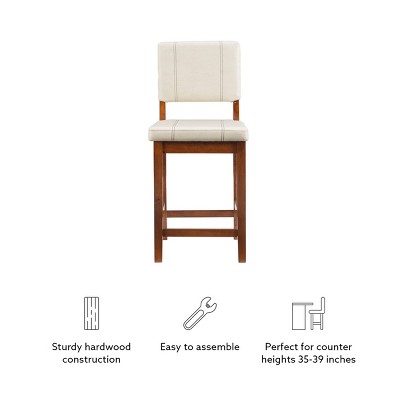 Milano 24" Cream Upholstered Wood Counter Stool