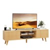 Buenhomino TV Stand for TVs Up to 75 Inches, Boho Entertainment Center Wood TV Stand with Fluted Sliding Doors & Shelves - 3 of 4