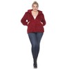 Plus Size Hooded High Pile Fleece Jacket - White Mark - 4 of 4
