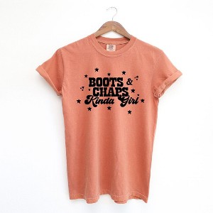 Simply Sage Market Women's Boots and Chaps Kinda Girl Short Sleeve Garment Dyed Tee - 1 of 3
