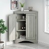LunaLulinlk Oak Triangle Bathroom Storage Cabinet with Adjustable Shelves, Freestanding Floor Cabinet， - 3 of 4