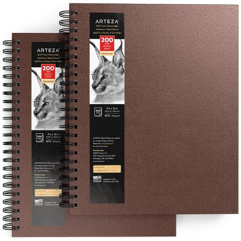 Arteza Sketchbook, Spiral-bound Hardcover, Brown, 9x12, 200 Pages Drawing  Paper Each - 2 Pack : Target