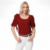 Anna-Kaci Women's Short Puff Sleeve Blouse with Scoop Neckline and Tie Cuff Detail for a Feminine Everyday Look - 3 of 4