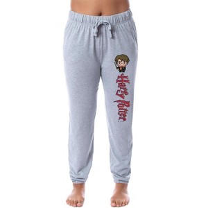 Harry Potter Womens' Wizarding World Chibi Sleep Jogger Pajama Pants Grey - 1 of 3