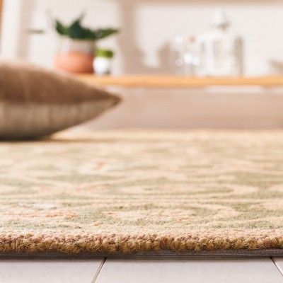 Chelsea Hand Hooked Light Green Wool Floral Area Rug