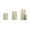 Hastings Home Lace-Detailed Flameless Remote-Controlled Candles - Vanilla Scented, Set of 3 - image 2 of 4