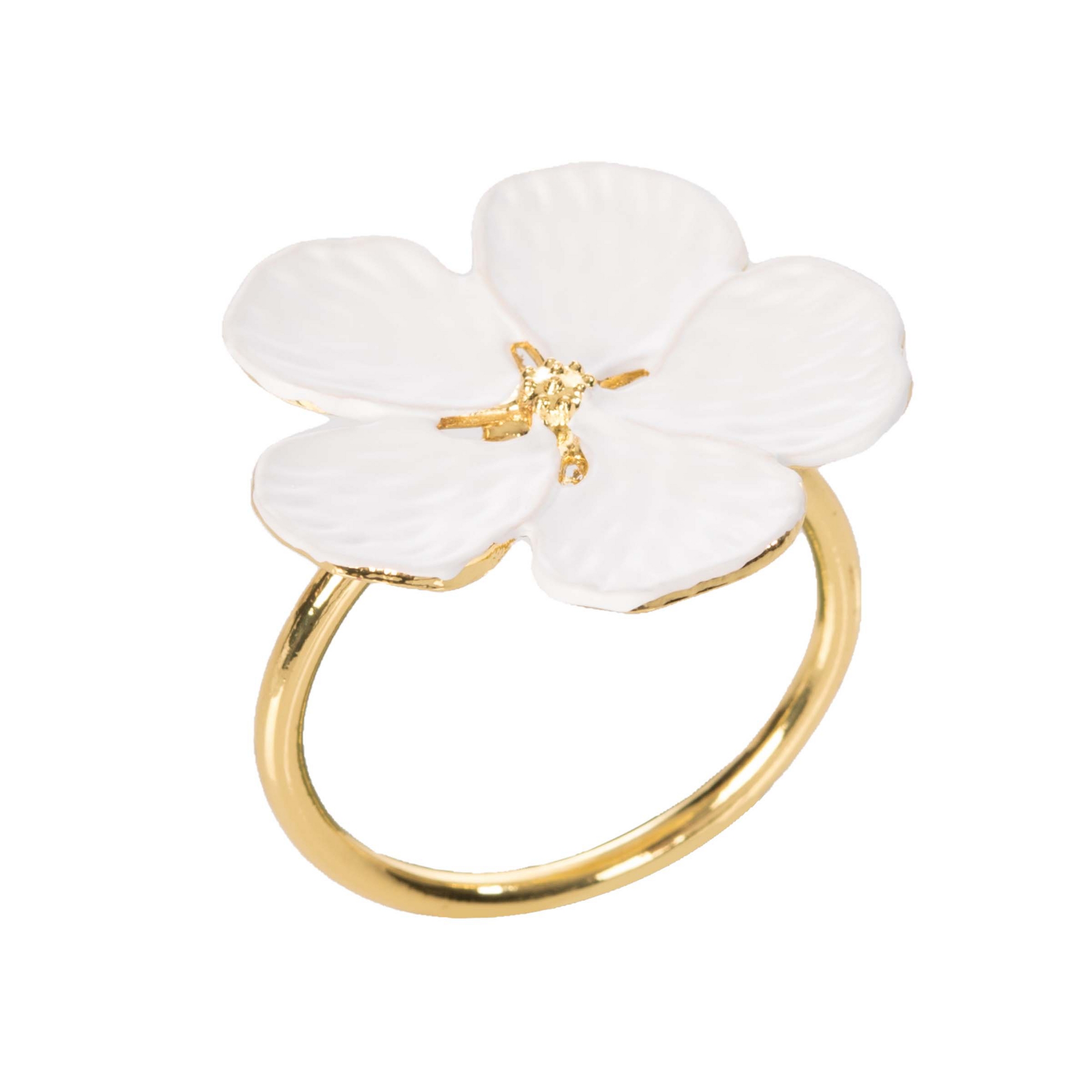 C&F Home White Flower Set of 4 Napkin Rings