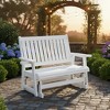 Fortune Candy Poly Lumber Patio Glider  2 Seater with Ergonomic Deep Seat, High Backrest, Cup Holders, for Outdoor Garden, Yard, or Deck (White) - 4 of 4