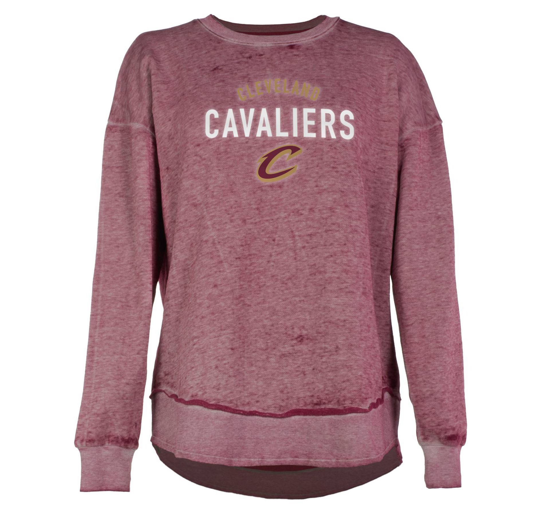 NBA Cleveland Cavaliers Women's Burnout Crew Neck Fleece Sweatshirt - M