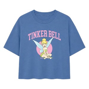 新品 Tinker Bell グラフィック Tシャツ ネイビー L Women's Tinker Bell Collegiate Tink Boxy T-Shirt - Denim Blue - 2