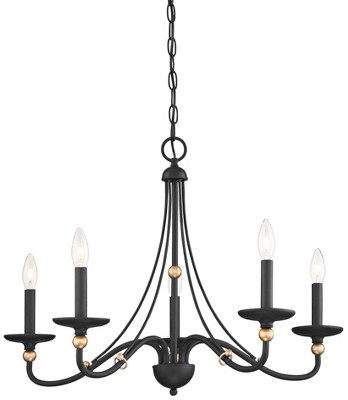 Minka Lavery Sand Coal Gold Pendant Chandelier 28" Wide French 5-Light Fixture for Dining Room House Foyer Kitchen Entryway Living