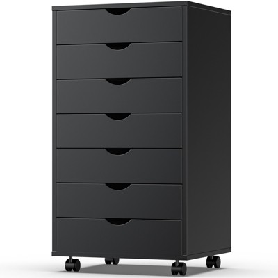 DOMETOUR 5 Drawer Mobile Storage Cabinet Dressers with Wheels for Office Bedroom Home White