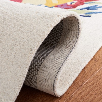 Ivory and Rose Floral Hand-Tufted Wool Area Rug