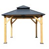 9X11 FT Pavilion Garden Gazebo with Steel Double Slope Roof,Outdoor Metal Canopy with Fir Wood Frame,Hardtop Patio Gazebo Shelter-Coolbibila - 3 of 4