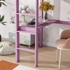 VASIP Twin High Loft Bed with Built-in Desk - Solid Rubber Wood Study Bed- Space-Saving Kids/Adult Bedroom Furniture,Pink - 3 of 4
