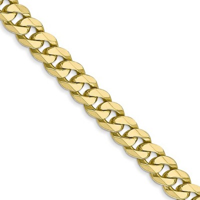 Black Bow Jewelry Men's 5.75mm 10k Yellow Gold Flat Beveled Curb Chain Necklace