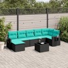 vidaXL 8 Piece Patio Sofa Set with Cushions Black Poly Rattan - 2 of 4