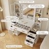 DYHOME Makeup Vanity Dressing Table, Vanity Desk with Mirror and Lights and Charging Station with 7 Drawers & 3 Cabinets - 3 of 4