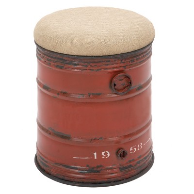 Metal Barrel Stool Red - Olivia & May