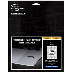 Avery PermaTrack Tamper-Evident Asset Tag Labels, 1/2" x 1", 672 Asset Tags (60534) - 1 of 4