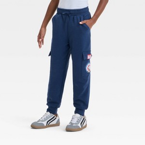 Boys' Captain America Shield Matching Joggers - Navy Blue - 1 of 4