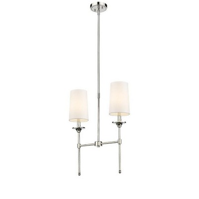 Emily Matte Black 2-Light Chandelier with Elegant Off-White Shades