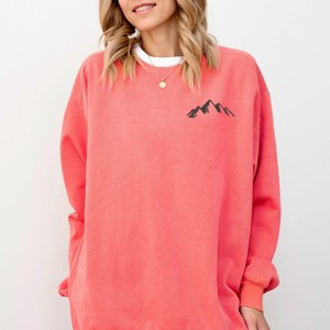 Embroidered Mountains Outline - Women's Garment Dyed Graphic Sweatshirt - 1 of 4