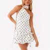 Clotth Women's Ruffle Halter Neck Mini Dress - Mock Neck Open Back Tiered Dress, Y2K Mesh Layered Going Out Dress - 4 of 4