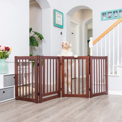 Walnut Solid Wood Freestanding Retractable Pet Gate