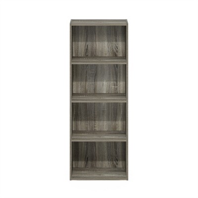 Gray 4-Tier Composite Wood Open Bookcase
