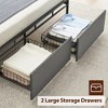 Bed Frame with Headboard and 2 Storage Drawers, Upholstered Platform Bed Frame with Chargin Station and LED Lights, Heavy Duty, No Box Spring Needed - 3 of 4