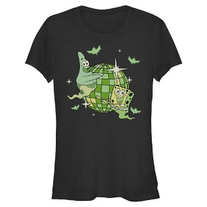 SpongeBob SquarePants Womens Halloween Disco Green Ghosts Short Sleeve ...